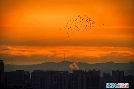 饱眼福！冬日清晨成都市区观玄月、日出和雪山